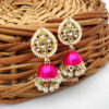 Dark Pink Small Jhumka Earrings for Women