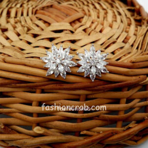 Floral Cubic Zirconia Stud Earring