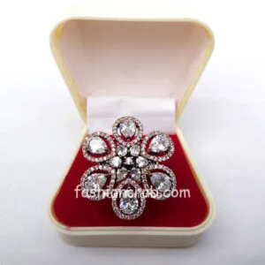 Flower Shaped Adjustable Cubic Zirconia Ring for Party