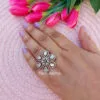 Flower Shaped Adjustable Cubic Zirconia Ring for Party-04 Flower Shaped Adjustable Cubic Zirconia Ring for Party