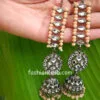 Light Orange Beads Contemporary Statement Jhumka Earrings-01 Light Orange Beads Contemporary Statement Jhumka Earrings