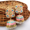 Pink Enamel Ethnic Jhumka Earring for Lehenga
