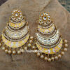 Three Layer Yellow Meenakari Kundan Chandbali Earring