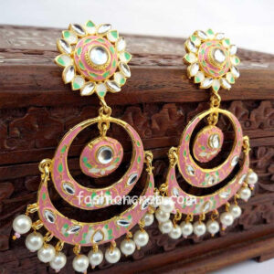 Light Pink Meenakari Chandbali Earring