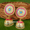Pink Kundan Meenakari Big Size Jhumka Earring