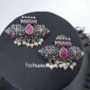 Stone Embellished German Silver Necklace Set-02 Stone Embellished German Silver Necklace Set
