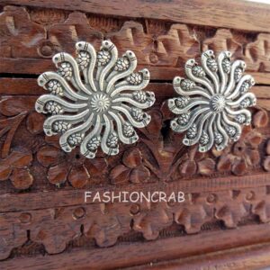 Traditional Floral Oxidised Studs