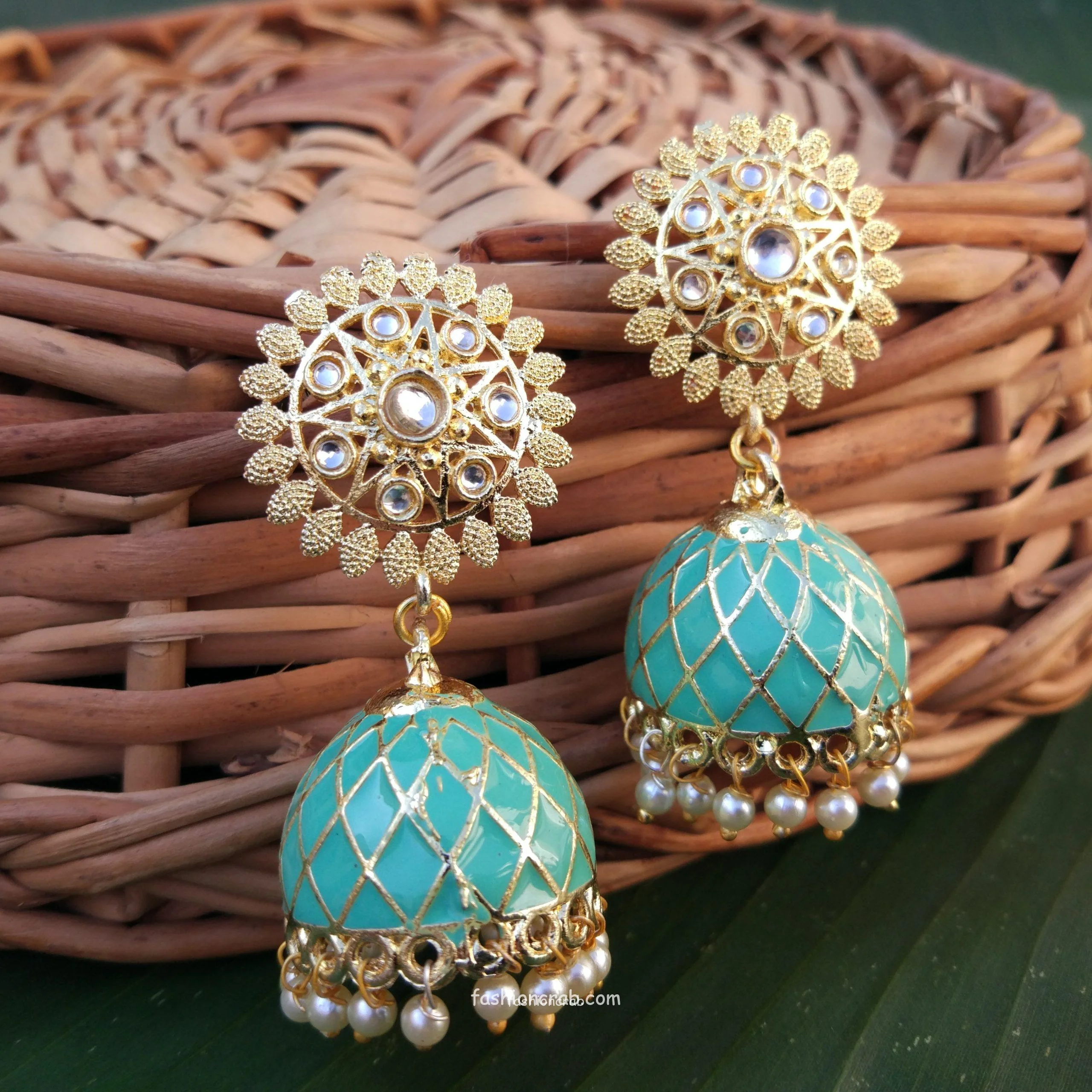 Sea Green Ethnic Jhumka Earring
