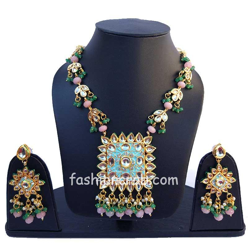 Multicolor - Handcrafted Paka Meenakari Necklace Set main image 0
