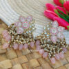 Lavender Pink Enamel Pearl Embellished Chandbali Earring