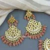 Peach Color Heavy Earrings with Maang Tikka for Wedding-03 Peach Color Heavy Earrings with Maang Tikka for Wedding