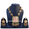 Peach Color Kundan Meenakari Necklace Set