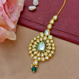 Pearl Kundan Stone Maang Tikka for Wedding