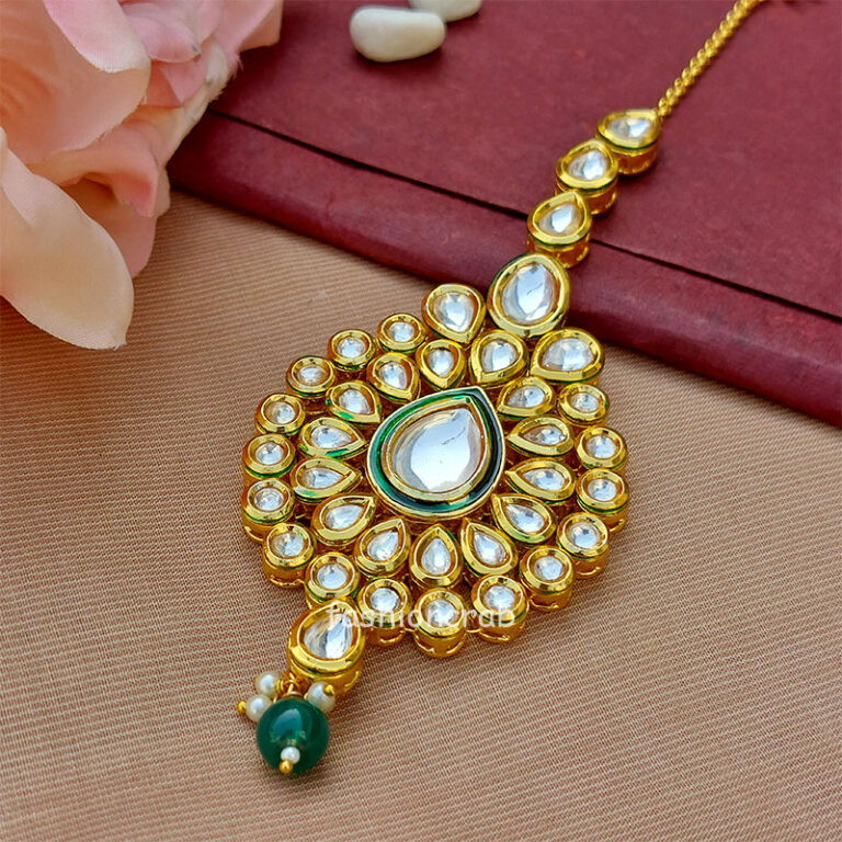 Pearl Kundan Stone Maang Tikka for Wedding
