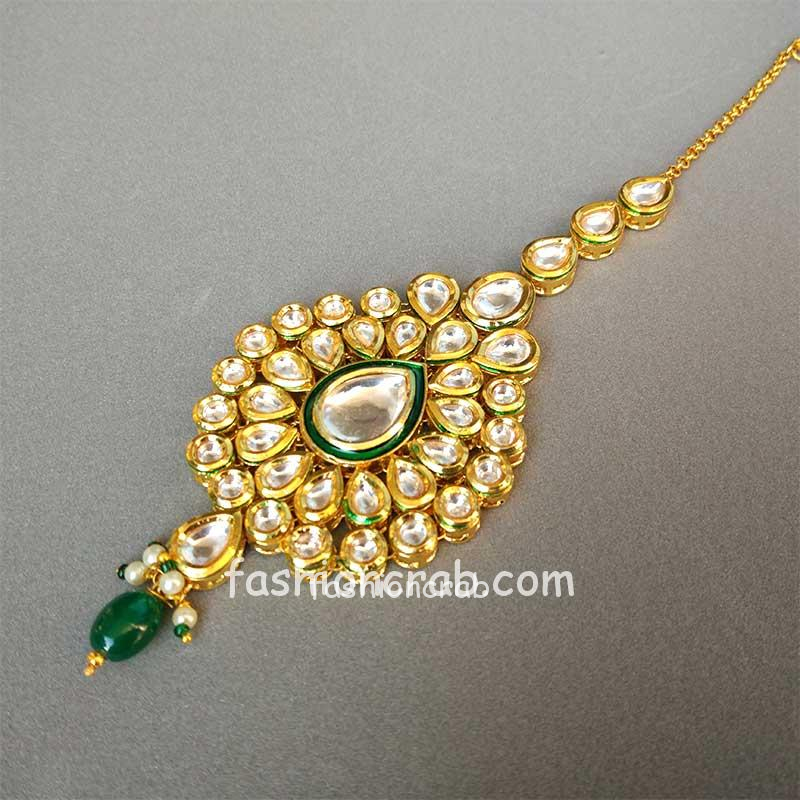 Pearl Kundan Stone Maang Tikka For Wedding Fashioncrab Com