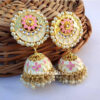White Enamel Jhumka Earring for Women