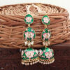 Dark Green Meenakari Layered Jhumka Earrings for Sangeet