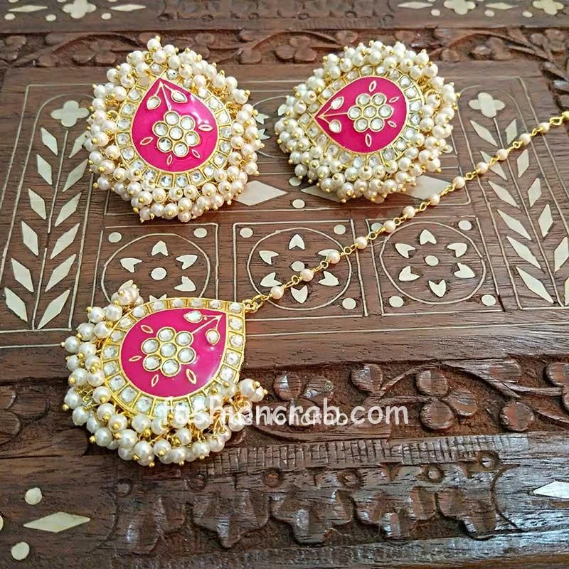 ANKITA earrings + tikka (pink)