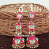 Dark Pink Meenakari Layered Jhumka Earrings for Sangeet Online
