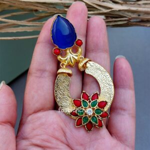 Floral Red Blue Stone Earrings