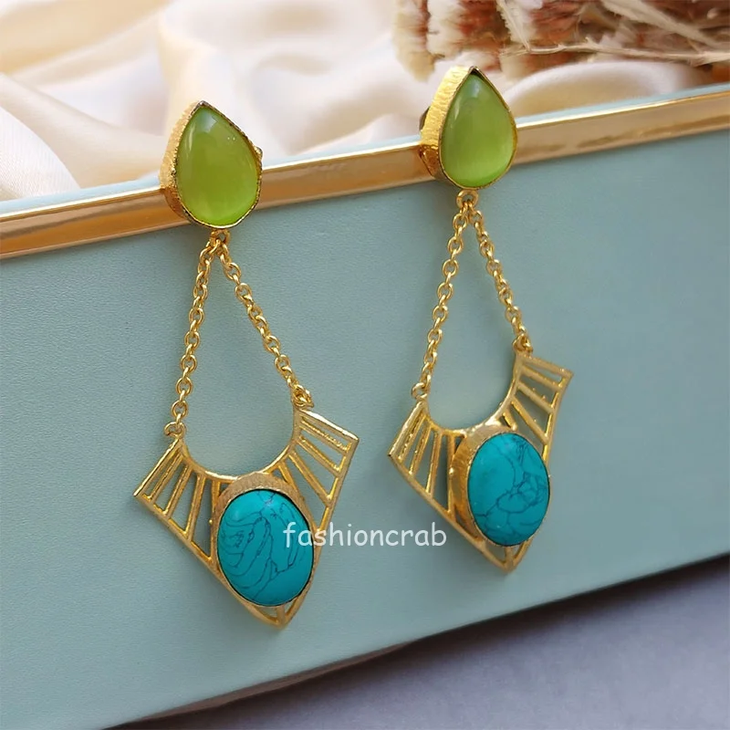 Green Turquoise Stone Earrings