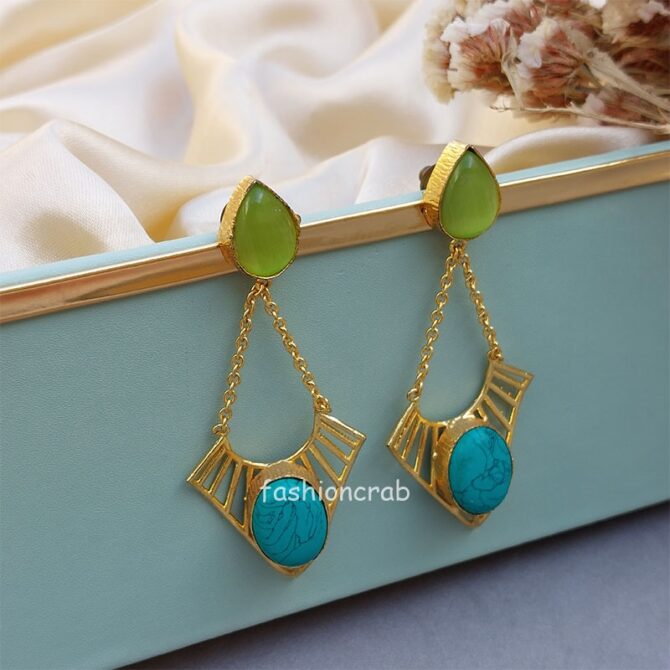 Green Turquoise Stone Earrings Green Turquoise Stone Earrings