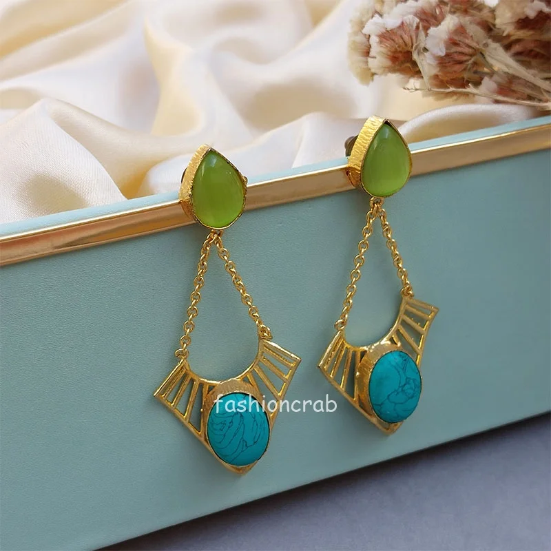 Green Turquoise Stone Earrings