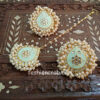 Light Mint Green Meenakari Earrings with Tikka for Wedding