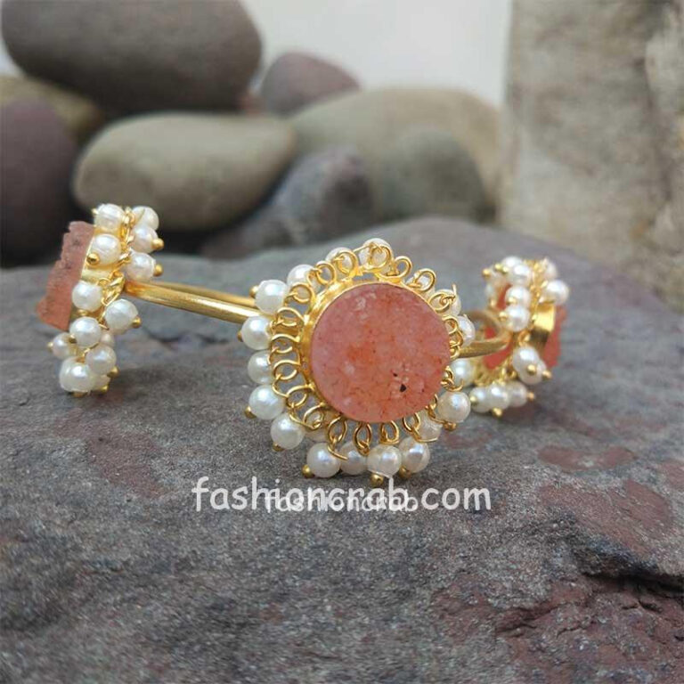 Peach Color Druzy Stone Bracelet