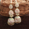 Pista Green Meenakari Layered Jhumka Earrings for Sangeet