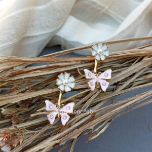 Butterfly Stud Earrings – Pink White