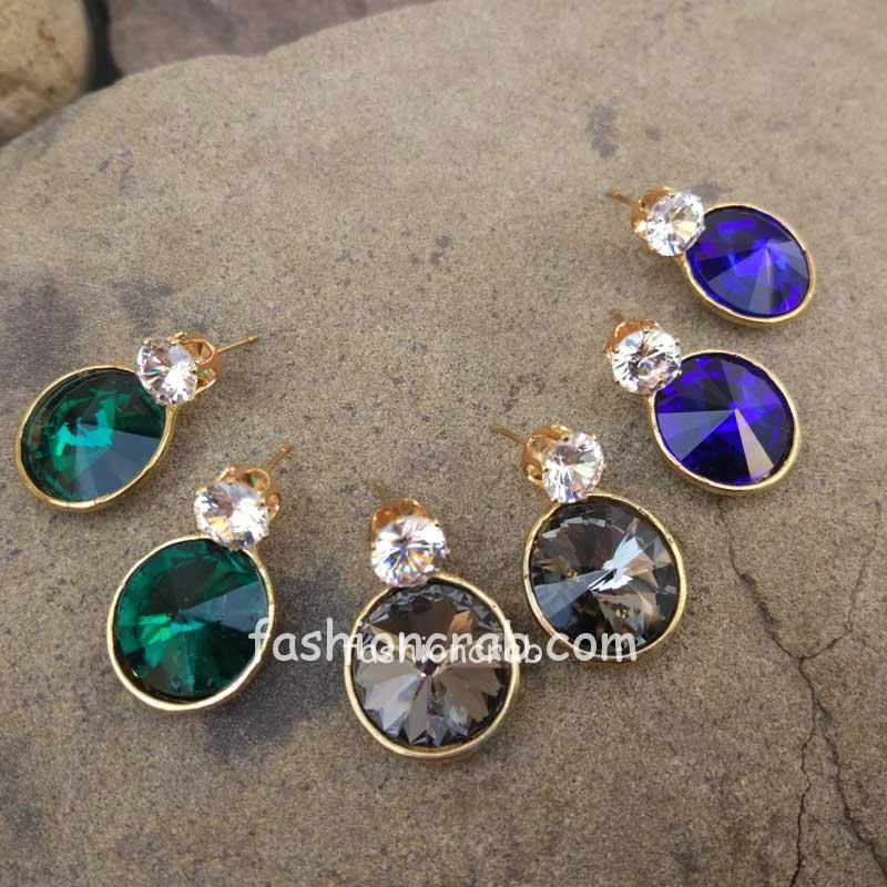 Green Grey and Blue Color Combo of 3 Earrings