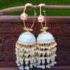 Light Blue Meenakari Pearl Jhumka Earrings for Wedding
