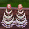 Light Pink Chandbali Earrings with Pearls