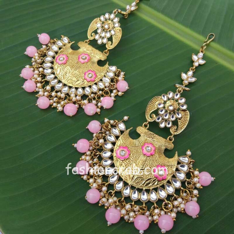 Light Pink Ethnic Chandbali Earring for Women | FashionCrab.com