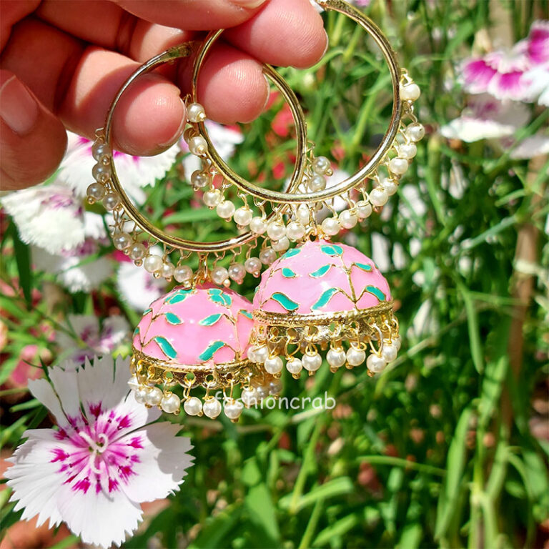 Light Pink Jhumka Hoop Earring