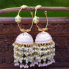 Light Pink Meenakari Pearl Jhumka Earrings for Wedding