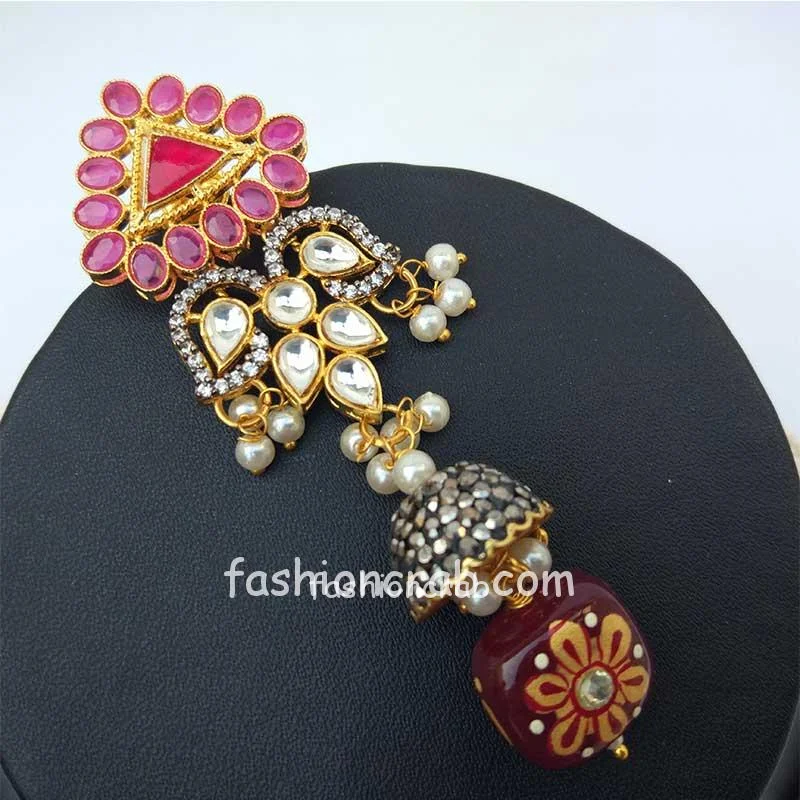 Maroon Colour Bridal Jewellery Set for Wedding