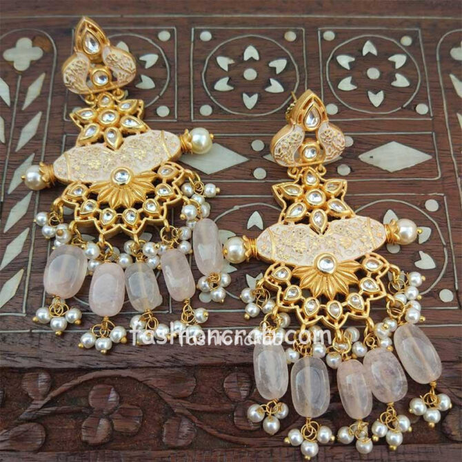 Pastel Pink Drop Earrings for Lehenga Pastel Pink Drop Earrings for Lehenga