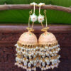 Peach Meenakari Pearl Jhumka Earrings for Wedding