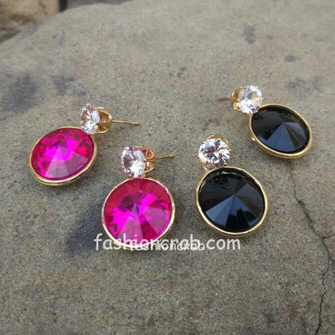Pink and Black Color Combo of 2 Earrings Pink and Black Color Combo of 2 Earrings