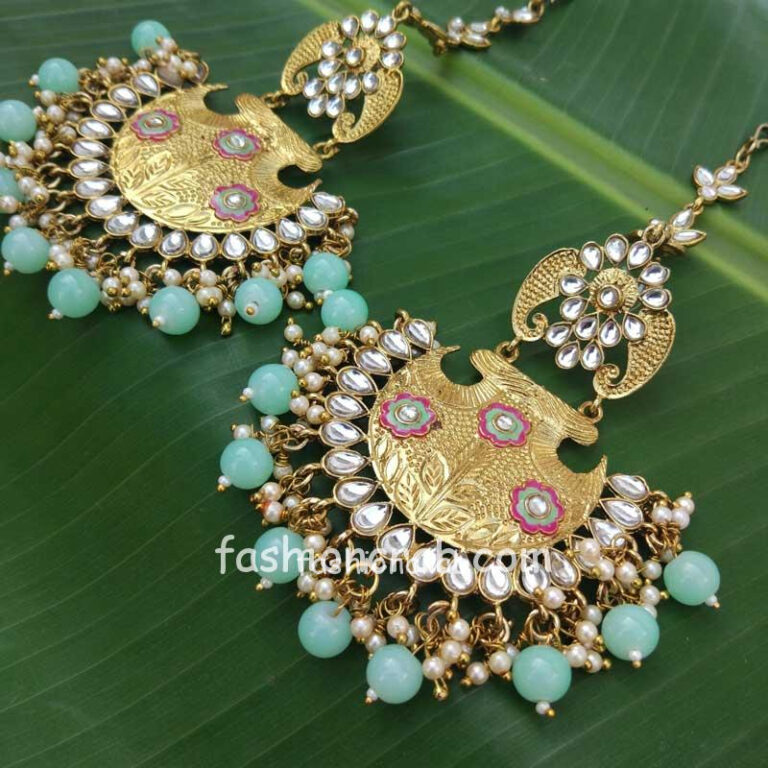 Sea Green Ethnic Chandbali Earring for Women