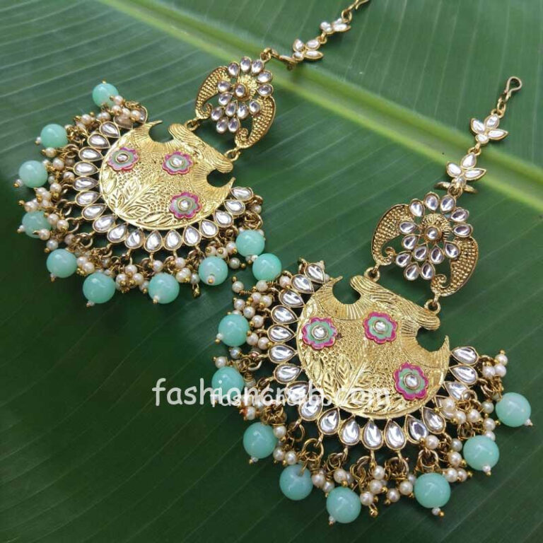 Sea Green Ethnic Chandbali Earring for Women