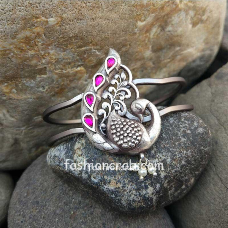 Silver Look Alike Adjustable Peacock Bracelet