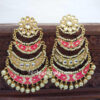 Three Layer Pink Meenakari Kundan Chandbali Earring
