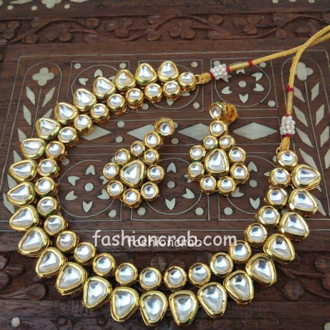 Two Layer Kundan Necklace Set for Bride Two Layer Kundan Necklace Set for Bride