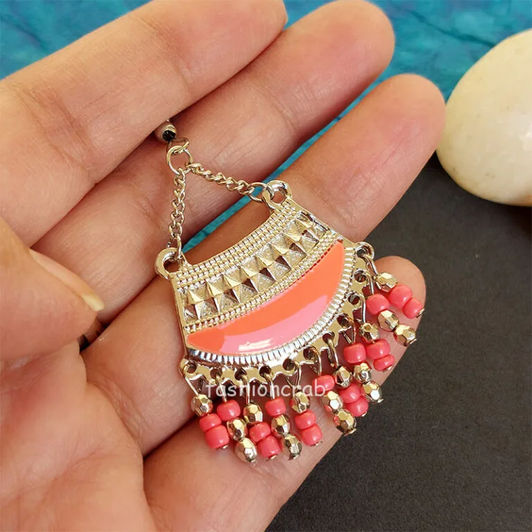 Peach Colour Earrings - Image 2