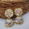 Bollywood Style Meenakari Grey Jhumka Earring