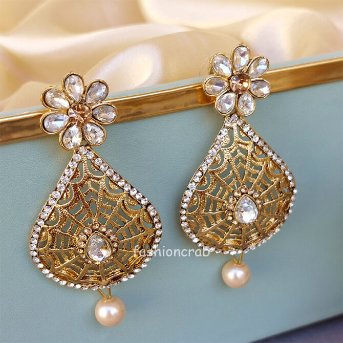 Flower Shaped Stone Earrings-01 Flower Shaped Stone Earrings