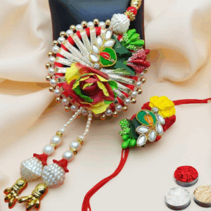 Colorful Gota Patti Lumba Rakhi Set